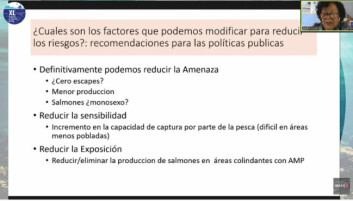 Recomendaciones de políticas públicas para reducir el riesgo de escapes. Fuente: Dra. Doris Soto. Recomendaciones de políticas públicas para reducir el riesgo de escapes. Fuente: Dra. Doris Soto.