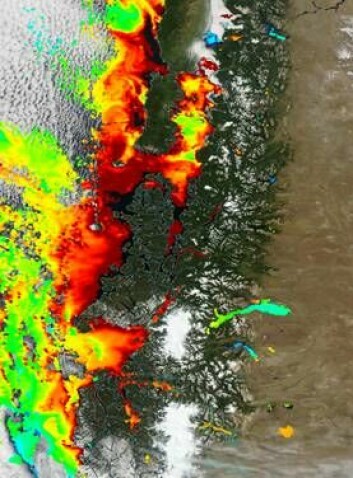 Mapa de área afectada por FAN en el sur de Chile. Imagen: Salmonchile.