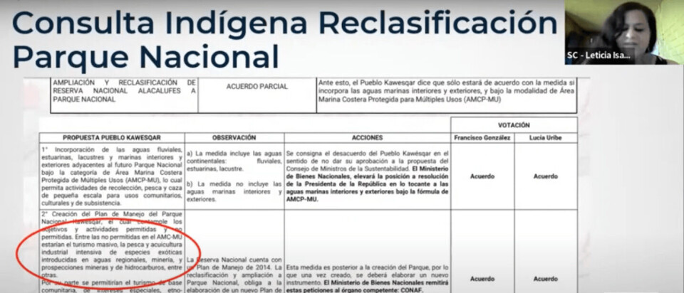 Leticia Caro Kogler, de las comunidades kawésqar por la Defensa del Mar.