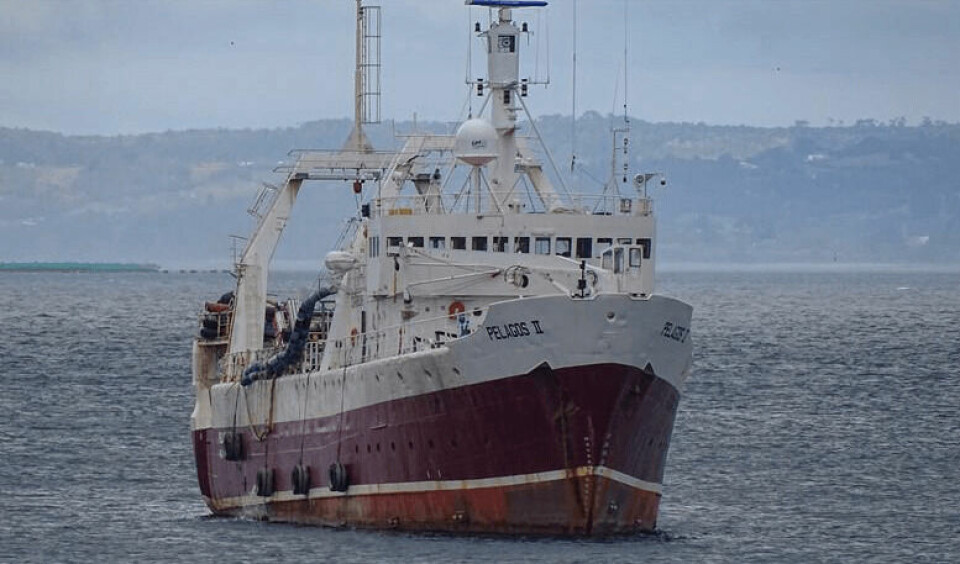 El Pelagos II es una de las naves de Costa Austral. Ni ésta ni la Biomar V figuraban en la lista de bienes a rematar este viernes. Foto: Borja Gómez, Marine Traffic.