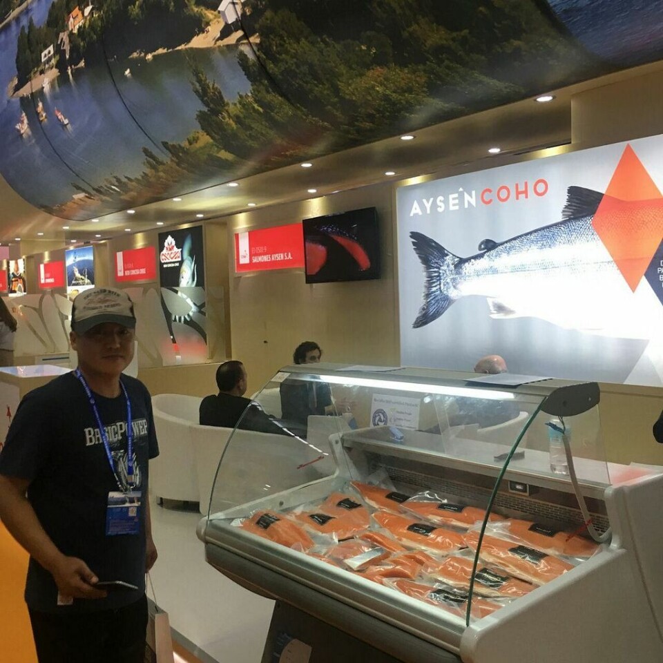 Pabellón de Chile en China Fisheries 2017. Imagen: Prochile.