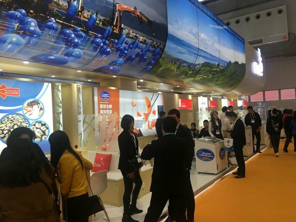 Pabellón de Chile en China Fisheries 2017. Imagen: Prochile.