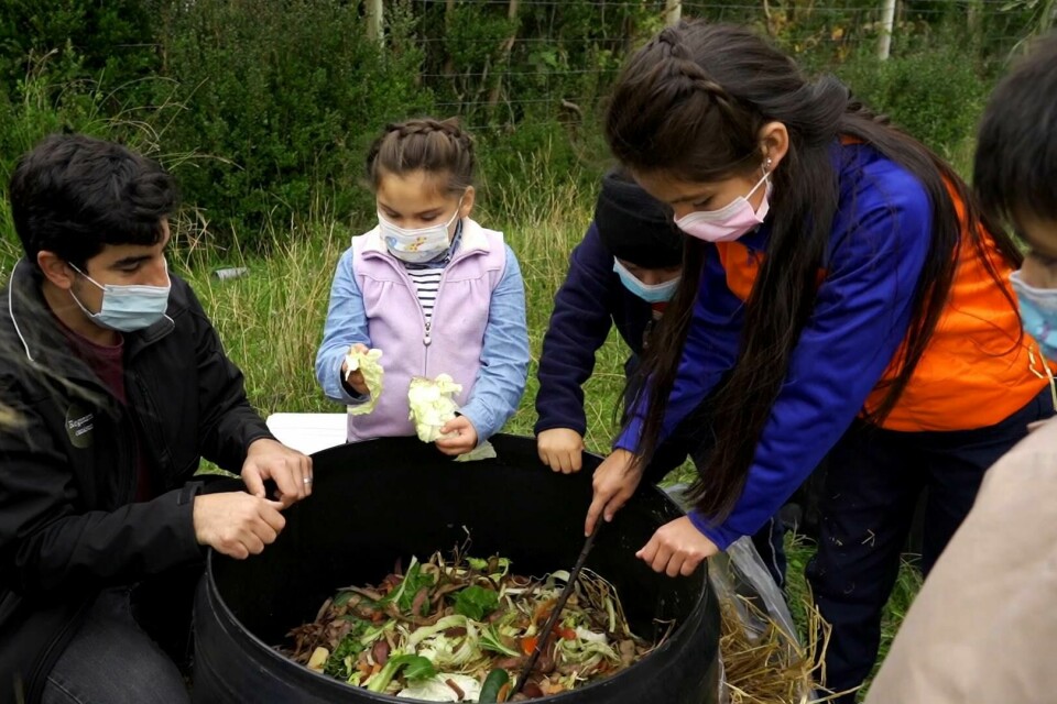 Proyecto Blumar en tu Escuela contempla la entrega de cuatro composteras a escuelas de Aysén y Los Lagos. Foto: Blumar.