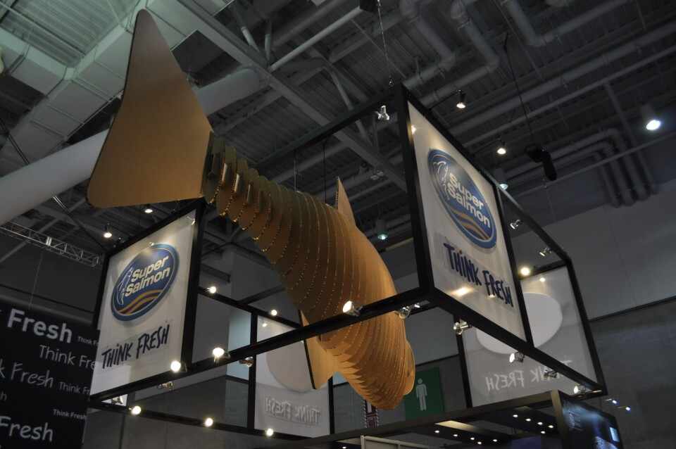 Stand de Súper Salmón en Seafood Expo North America. Foto: Daniella Balin, Salmonexpert.