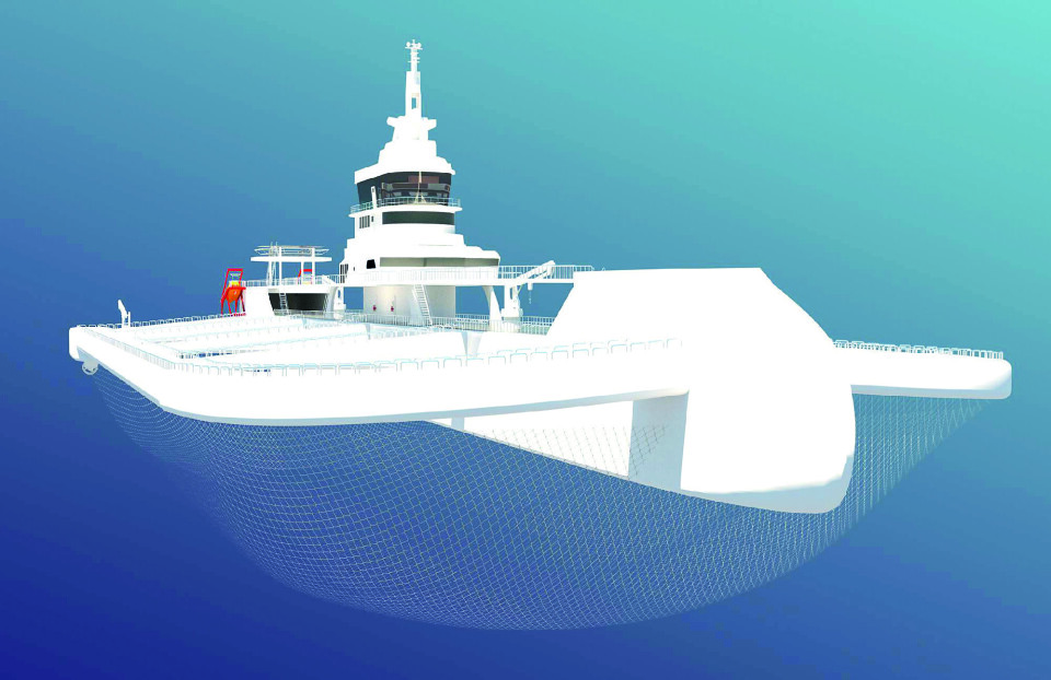 La nave tiene una capacidad de producción aproximada de 3.900 toneladas métricas de peces. Imagen: Oatech.