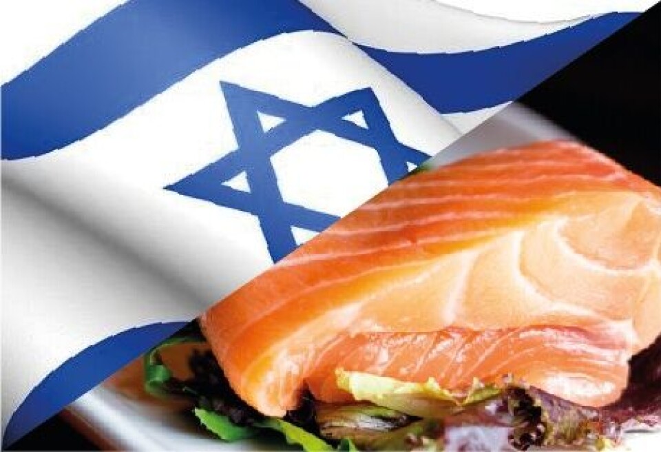 Imagen referencial de salmón chileno en Israel: Foto: Montaje de Evelyn Charles, Salmonexpert.