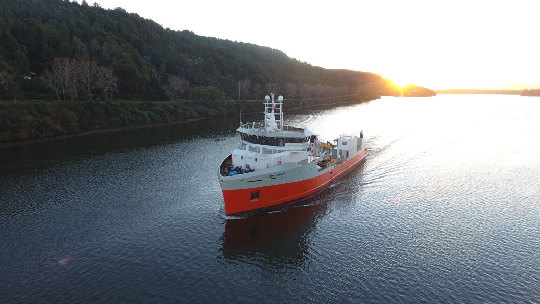 La nave Owurkan de Patagonia Wellboat, que es operada por Salmoclinic. Foto: Asenav. La nave Owurkan de Patagonia Wellboat, que es operada por Salmoclinic. Foto: Asenav.