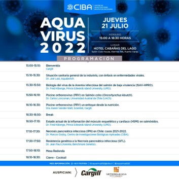 Programa del seminario AquaVirus. Fuente: CIBA. Programa del seminario AquaVirus. Fuente: CIBA.
