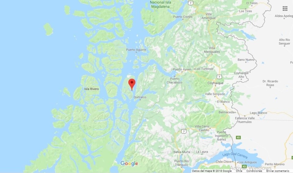 Localización canal estero elefante (45°39′16.50″S–73°35′59.40″W). Foto: Google maps.