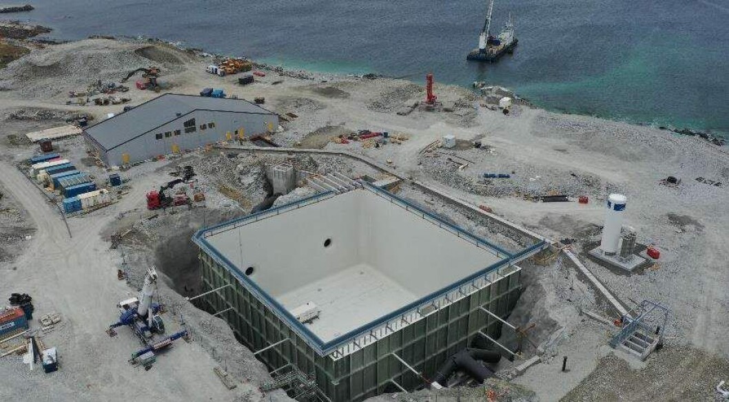Uno de los estanques de Andfjord Salmon en construcción el año pasado. El primer estanque ya se ha completado y probado. Foto: Andfjord Salmon. Uno de los estanques de Andfjord Salmon en construcción el año pasado. El primer estanque ya se ha completado y probado. Foto: Andfjord Salmon.
