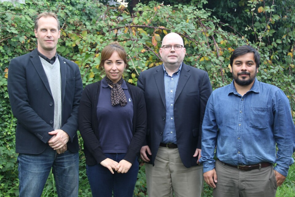 Jörn Tölle, gerente de Instrumentación de América Latina de Hach, Jennifer Oliva, Growth Leader zona sur del Laboratorio Químico de Aguasin, Thomas Mitchell, vicepresidente del Equipo Comercial de la empresa estadounidense Sea-Bird Scientific y Christian Lorca, gerente DLQ de Aguasin. Foto: Daniella Balin, Salmonexpert.