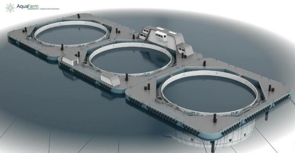 Aquafarm Equipment está negociando con varios acuicultores para suministrar una nueva versión de la jaula Neptune, ahora con todo integrado en la construcción de la jaula. Imagen: Aquafarm Equipment.