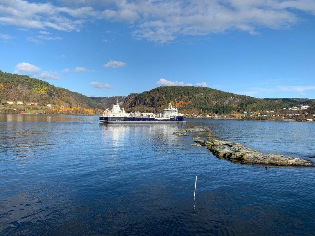 El wellboat está en el astillero de Havyard Ship Technology. Foto: Havyard Group. El wellboat está en el astillero de Havyard Ship Technology. Foto: Havyard Group.