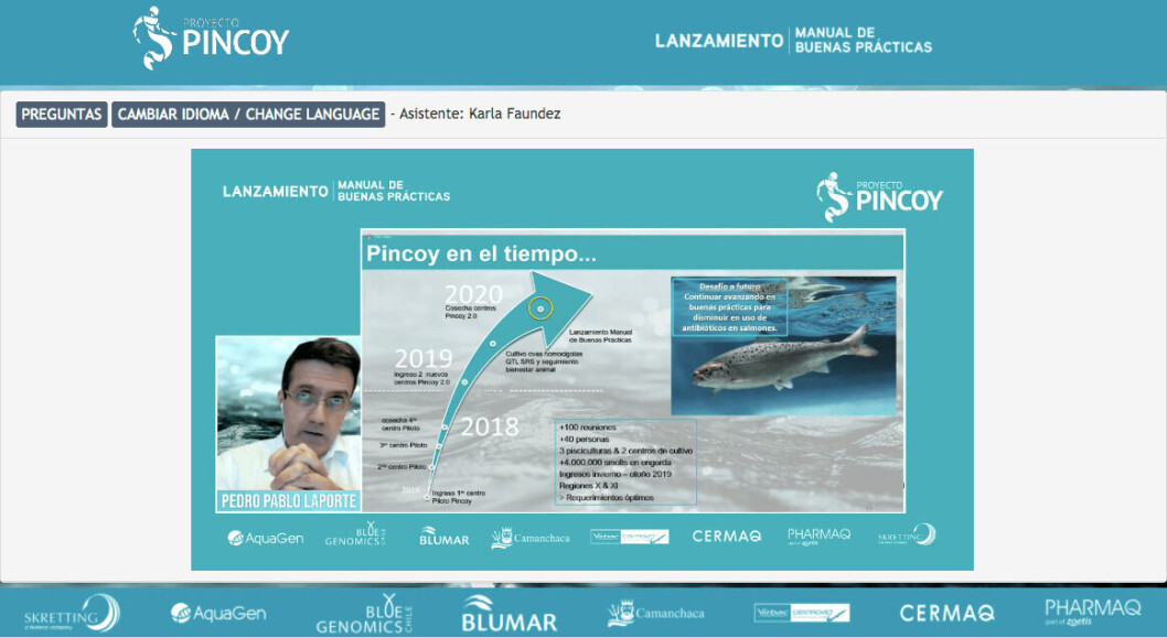 Gerente de Salmones Blumar, Pedro Pablo Laporte, en el lanzamiento del manual. Gerente de Salmones Blumar, Pedro Pablo Laporte, en el lanzamiento del manual.