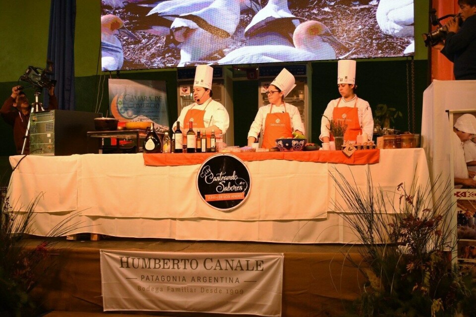 Hernán Quiroz, presidente de PuconChef, realizó un show de cocina en vivo en base a salmón. Foto: SalmonChile.