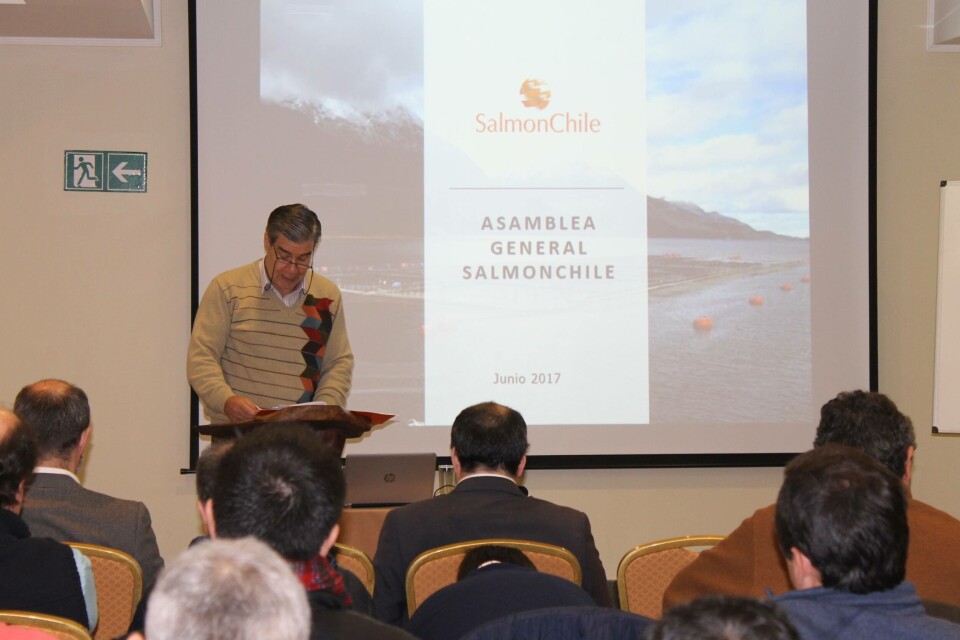 Felipe Sandoval, presidente de Salmonchile en reunión anual de socios. Foto: Salmonchile.