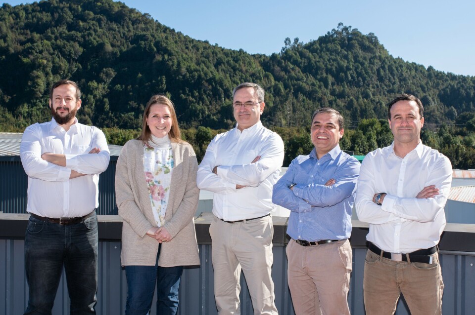 Equipo directivo: De izquierda a derecha, Gabriel Puchi, Verónica Opitz, Jean Paul Lhorente, Marcelo Araneda y Matías Del Campo. Luis Aro no estaba presente cuando se tomó la foto. Imagen: Benchmark Genetics Chile.