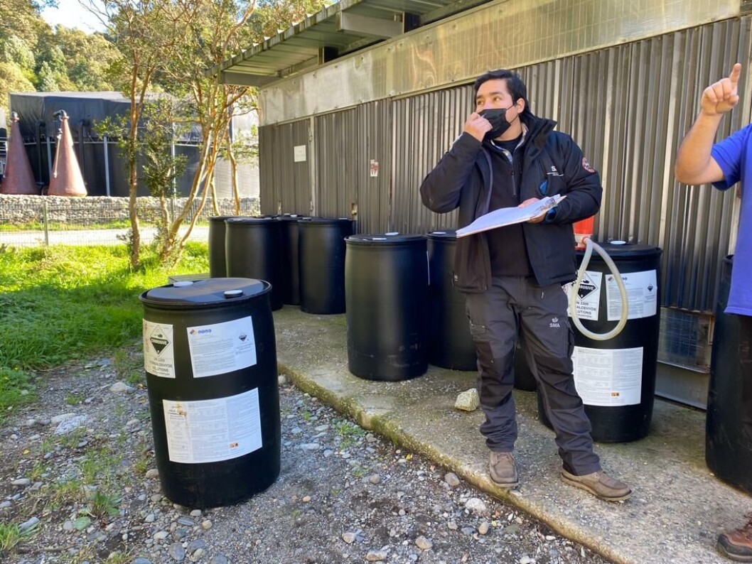 Fiscalización de la SMA a piscicultura de Multi X. Foto: SMA. Fiscalización de la SMA a piscicultura de Multi X. Foto: SMA.