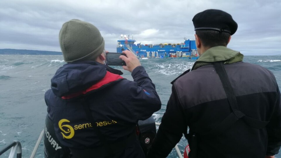 La empresa dio cumplimiento de la normativa y activó plan de pérdidas de estructuras y escape de peces en un plazo menor a 24 horas, dando aviso de la contingencia a Sernapesca y a la Armada. Imagen: Sernapesca.