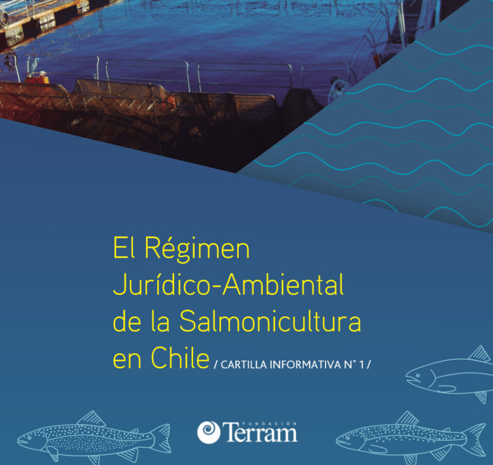 Cartilla informativa titulada “El régimen jurídico-ambiental de la salmonicultura en Chile”. Foto: Fundación Terram.