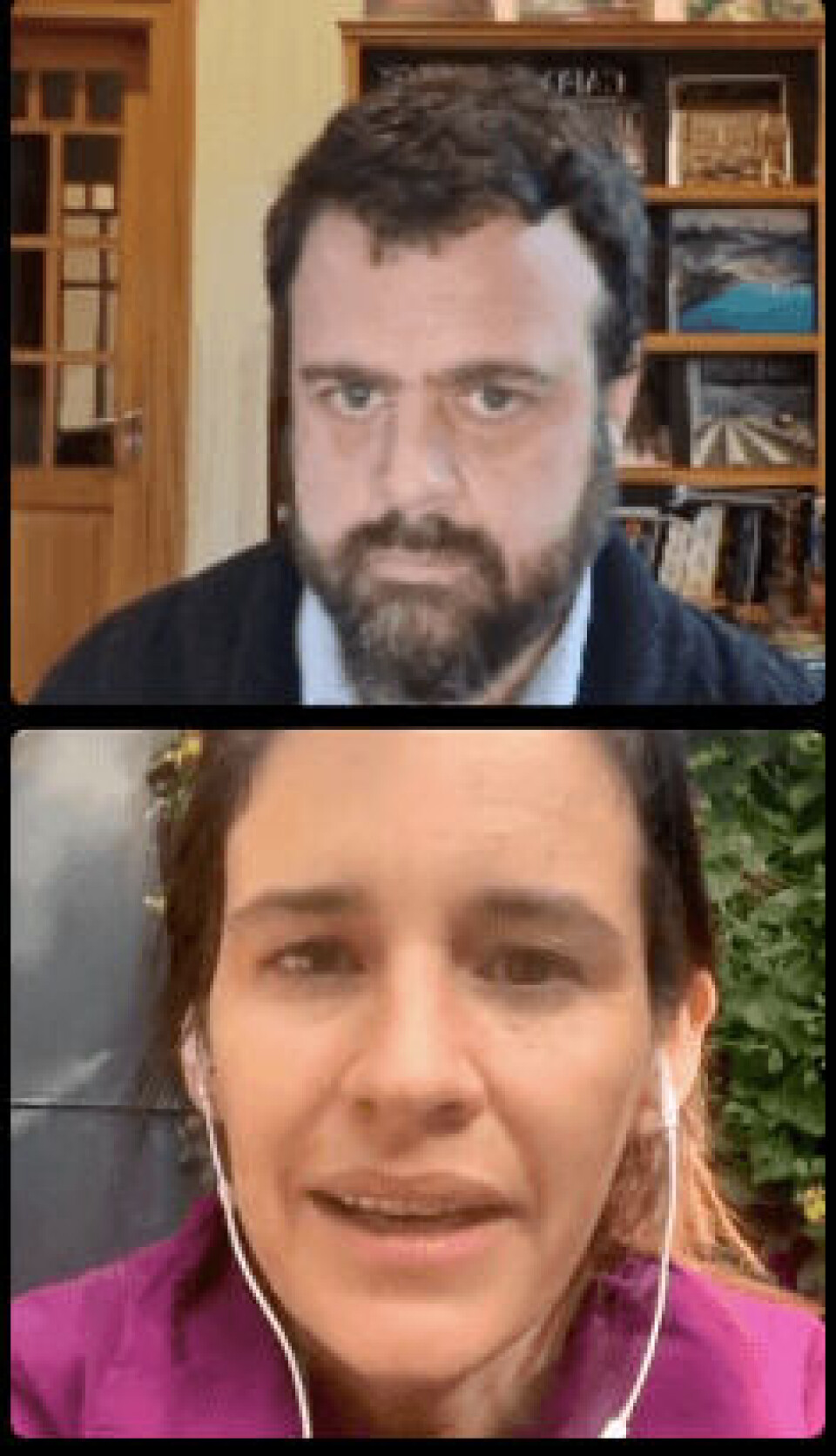 Pablo Hubner y Martina Sasso. Imagen: Instagram Live de Tompkins Conservation.