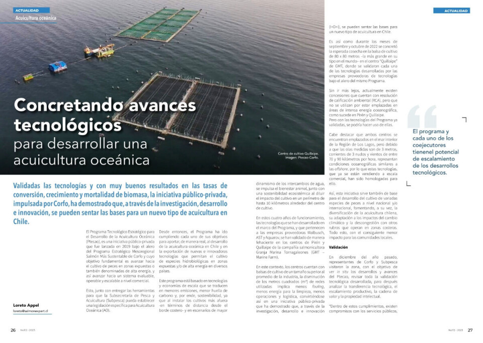 Avances tecnológicos para desarrollar una acuicultura oceánica