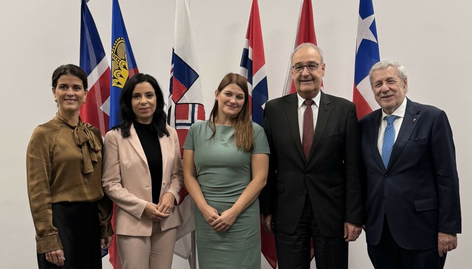 Thórdis Kolbrún Reykfjörd Gylfadóttir (Islandia), Dominique Hasler (Liechtenstein), Cecilie Myrseth (Noruega), Guy Parmelin (Suiza) y Alberto van Klaveren (Chile).