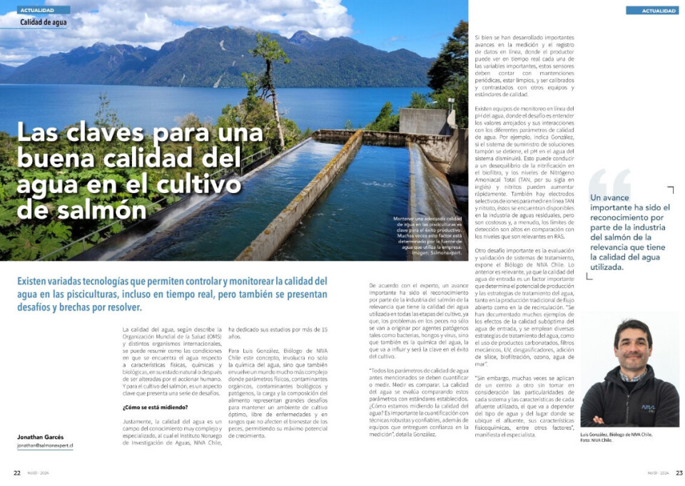 ¿De qué manera están midiendo su calidad de agua las pisciculturas en Chile?