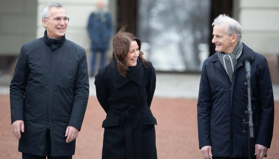 De izquierda a derecha: el primer ministro noruego, Jonas Gahr Støre, la ministra de Pesca, Marianne Sivertsen Naess, y el nuevo ministro de Finanzas, Jens Stoltenberg.