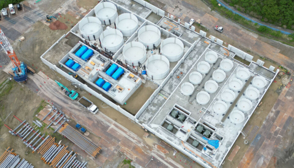 Instalación RAS de Pure Salmon en plena construcción, en la ciudad de Tsu, Japón.