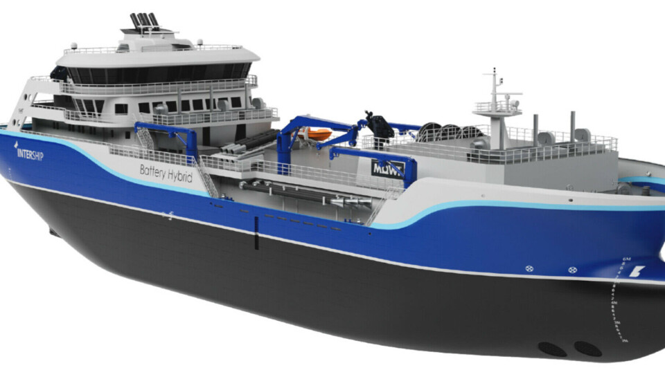 Una ilustración de lo que será el nuevo wellboat de Mowi Escocia.